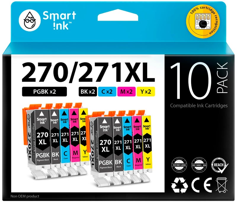 Smart Ink Compatible Ink Cartridge Replacement for Canon PGI 270 XL CLI 271 XL PGI-270XL CLI-271XL 10 Pack to use with MG7720 TS9020 MG6821 TS6020 MG6820 MG5720 TS8020 MG5722 TS5020 (PGBK & BK/C/M/Y) - Image 1